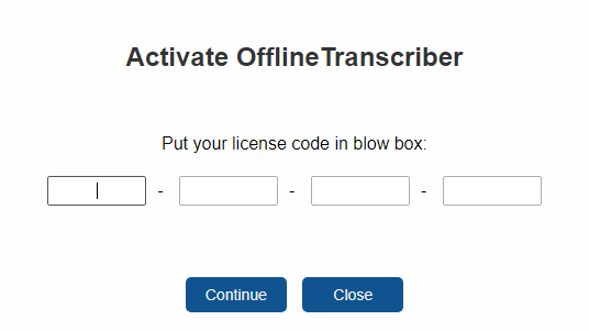 License code input fields